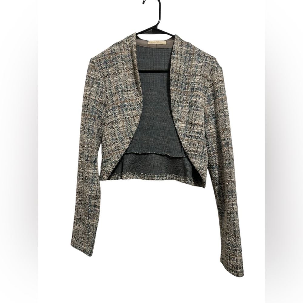 Chic Tweed Cropped Peplum Blazer - Large